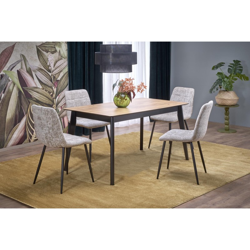 'GULIAN Extendable Table, Top - Wotan Oak, Legs - Black' 'GULIAN Extendable Table, Top - Wotan Oak, Legs - Black'