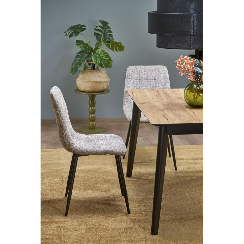 'GULIAN Extendable Table, Top - Wotan Oak, Legs - Black' 'GULIAN Extendable Table, Top - Wotan Oak, Legs - Black'