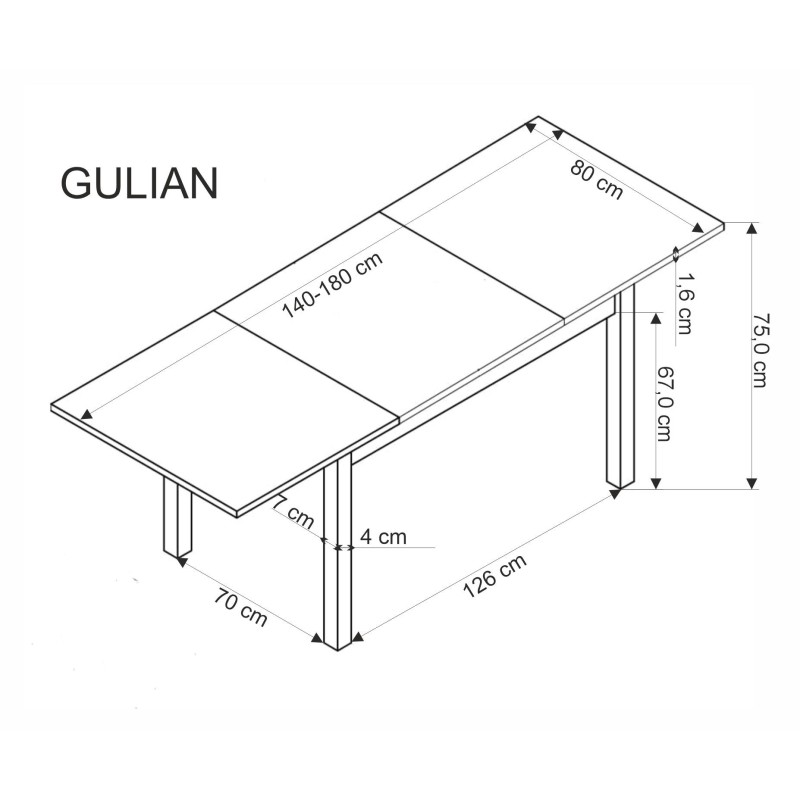 'GULIAN Extendable Table, Top - Wotan Oak, Legs - Black' 'GULIAN Extendable Table, Top - Wotan Oak, Legs - Black'