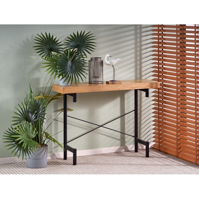 'INFERNO Natural Oak Console Table - Black' 'INFERNO Natural Oak Console Table - Black'