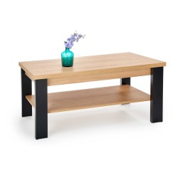 'JENNA Coffee Table Top: Natural Hickory, Legs: Black'