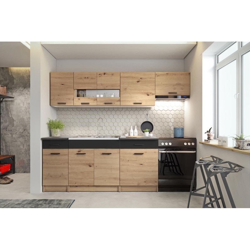 'ALINA 240 - KITCHEN - ARTISAN OAK/BLACK MATTE' 'ALINA 240 - KITCHEN - ARTISAN OAK/BLACK MATTE'