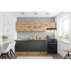 PERŁA 260 - KUCHNIA - DĄB ARTISAN/C.POPIEL (12p 1kpl)