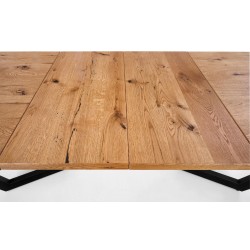 'MASSIVE Extendable Table 160-250x90x77 cm Light Oak/Black'