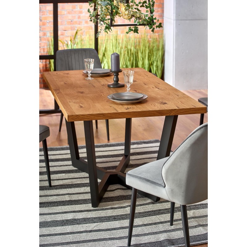 'MASSIVE Extendable Table 160-250x90x77 cm Light Oak/Black' 'MASSIVE Extendable Table 160-250x90x77 cm Light Oak/Black'