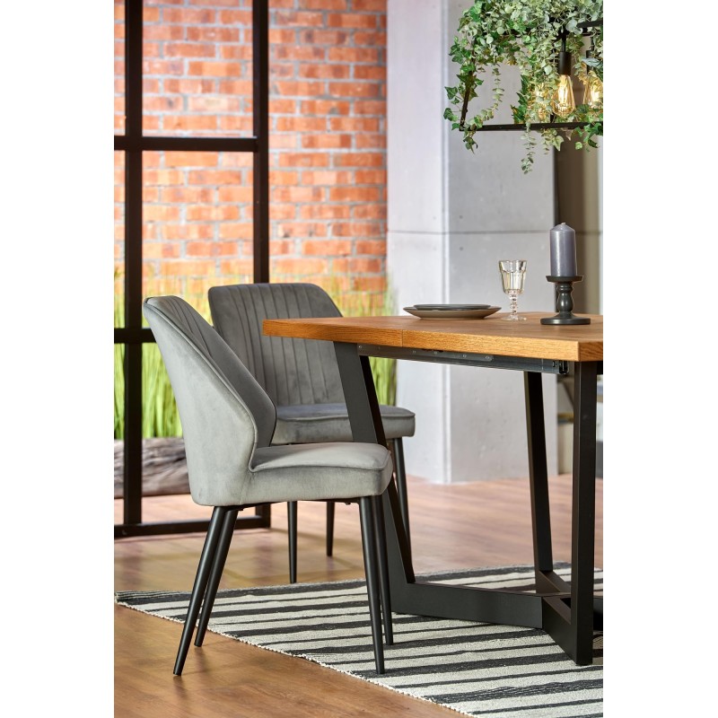 'MASSIVE Extendable Table 160-250x90x77 cm Light Oak/Black' 'MASSIVE Extendable Table 160-250x90x77 cm Light Oak/Black'