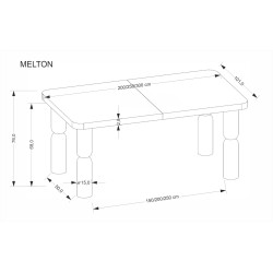 'MELTON Extendable Table 200-300x101x76 cm Light Walnut' 'MELTON Extendable Table 200-300x101x76 cm Light Walnut'