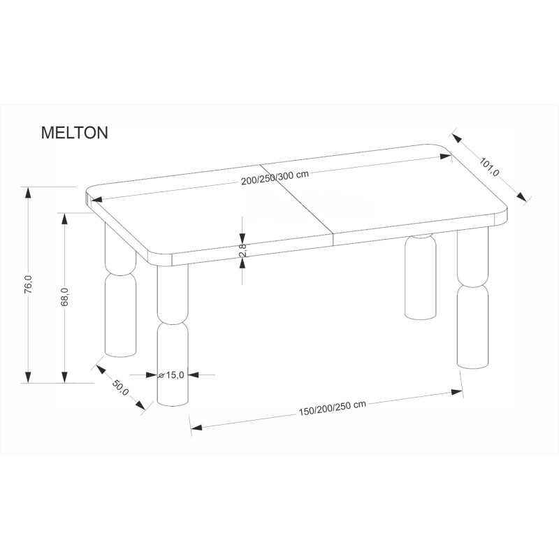 'MELTON Extendable Table 200-300x101x76 cm Light Walnut' 'MELTON Extendable Table 200-300x101x76 cm Light Walnut'