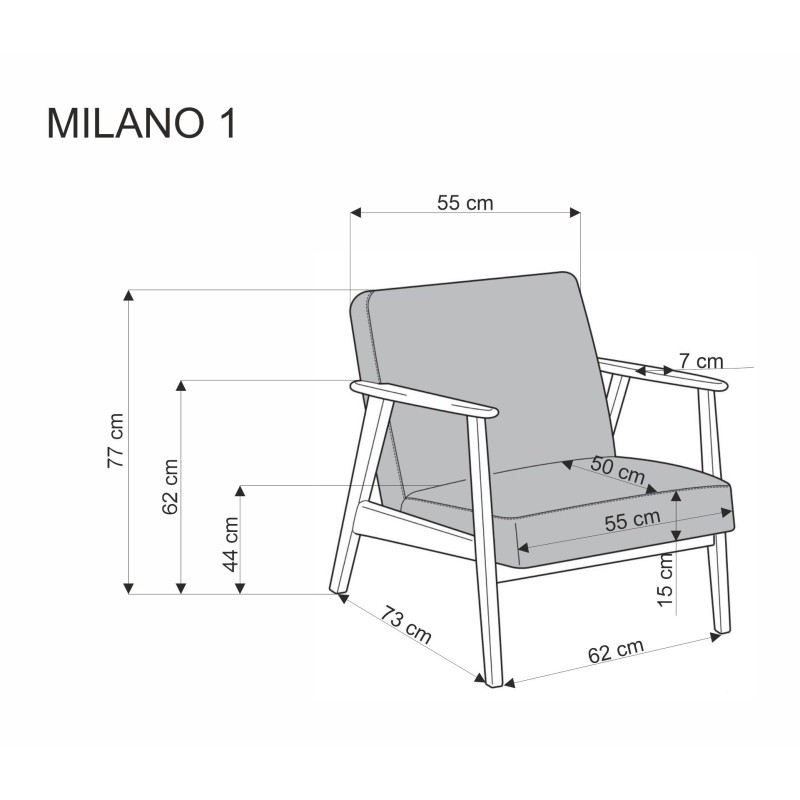 'MILANO 1S Armchair - Olive Upholstery Castel 39' 'MILANO 1S Armchair - Olive Upholstery Castel 39'