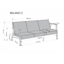 MILANO 3S sofa - niebieski tap. Castel 74 (1p 1szt) MILANO 3S sofa - niebieski tap. Castel 74 (1p 1szt)