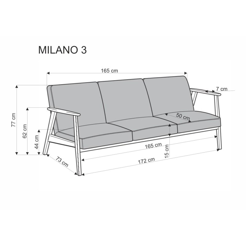 MILANO 3S sofa - niebieski tap. Castel 74 (1p 1szt) MILANO 3S sofa - niebieski tap. Castel 74 (1p 1szt)