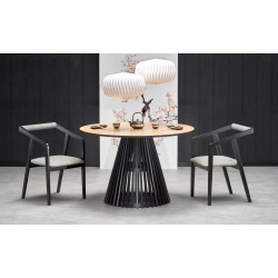 'MIYAKI Table Top - Natural Oak, Leg - Black'
