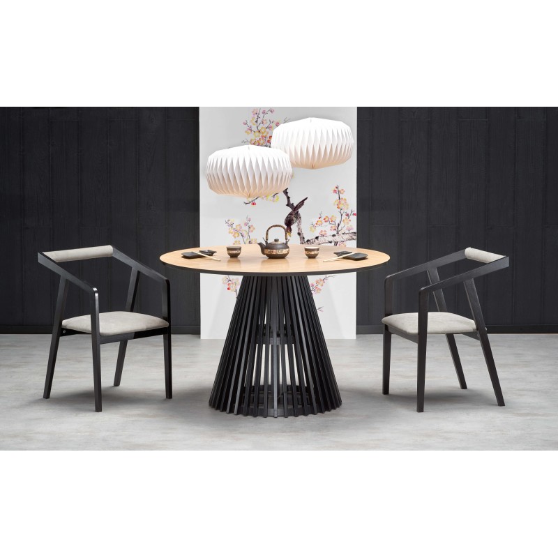 'MIYAKI Table Top - Natural Oak, Leg - Black' 'MIYAKI Table Top - Natural Oak, Leg - Black'