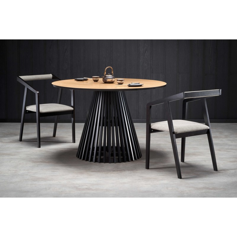 'MIYAKI Table Top - Natural Oak, Leg - Black' 'MIYAKI Table Top - Natural Oak, Leg - Black'