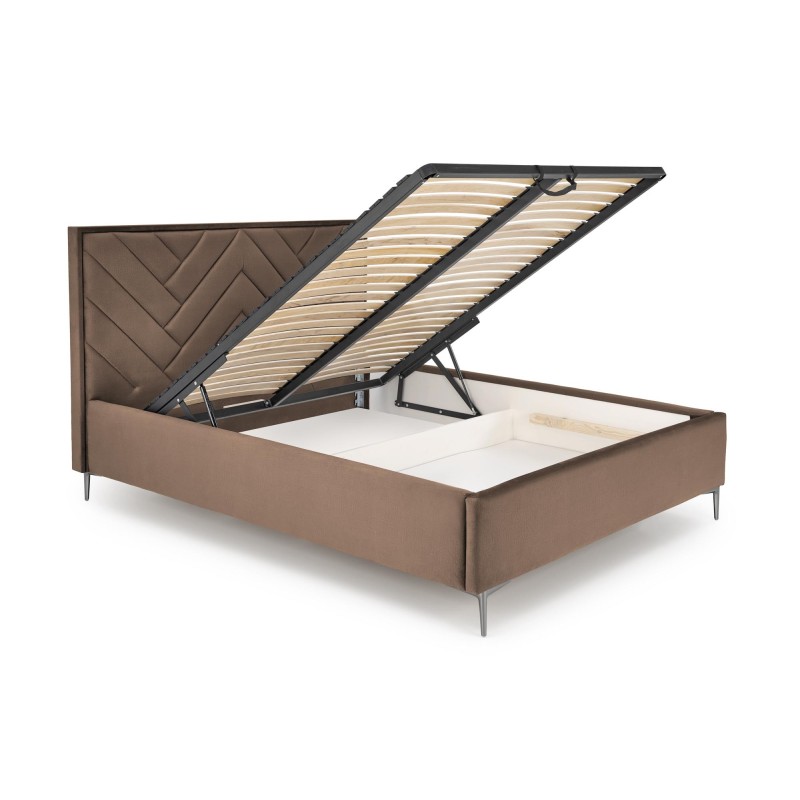 'MODULO W1 Bed 160 - Beige Headboard Upholstered in Monolith 09 Fabric' 'MODULO W1 Bed 160 - Beige Headboard Upholstered in Monolith 09 Fabric'