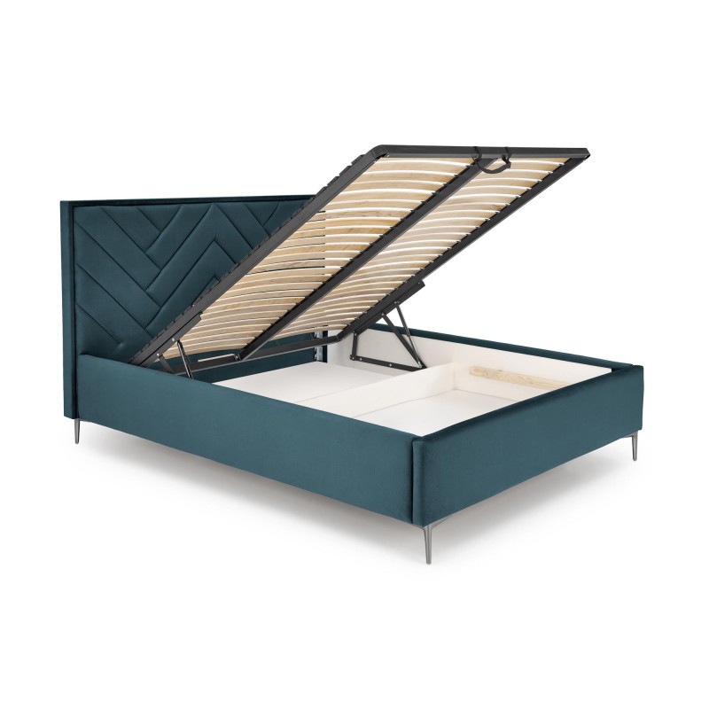 'MODULO W1 Bed 160 - Dark Green Headboard, Monolith 37 Upholstery' 'MODULO W1 Bed 160 - Dark Green Headboard, Monolith 37 Upholstery'
