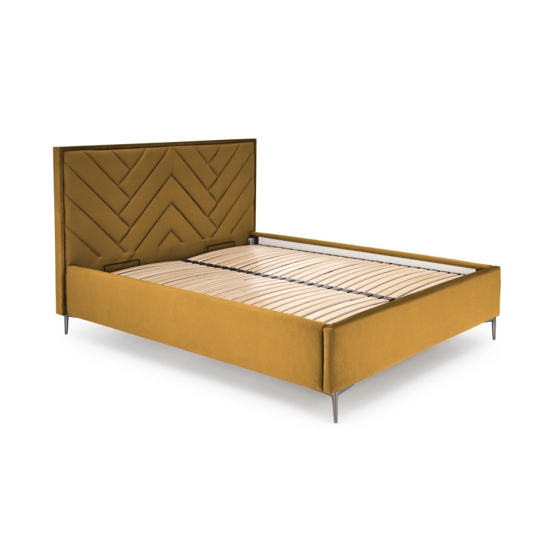 'MODULO W1 Bed 160 - Mustard Headboard Monolith 48 Upholstery' 'MODULO W1 Bed 160 - Mustard Headboard Monolith 48 Upholstery'