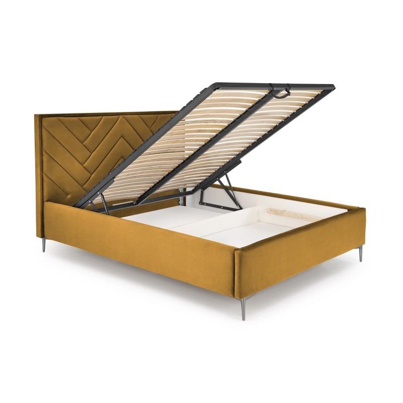 'MODULO W1 Bed 160 - Mustard Headboard Monolith 48 Upholstery' 'MODULO W1 Bed 160 - Mustard Headboard Monolith 48 Upholstery'