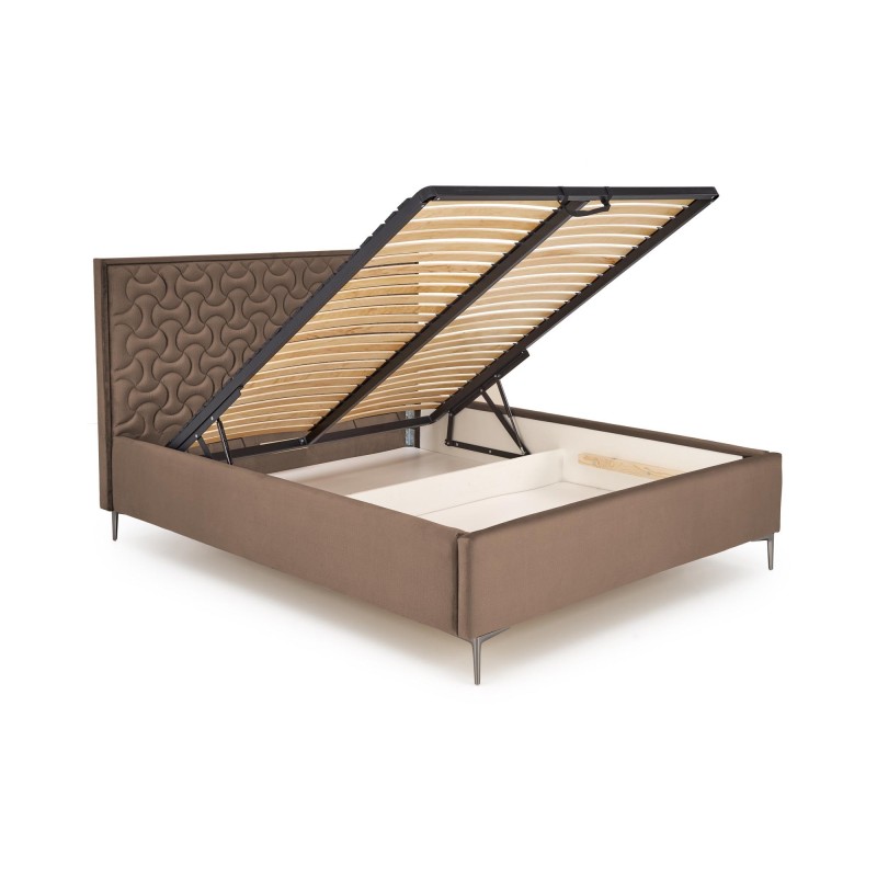 'MODULO W2 Bed 160 - Beige Headboard Upholstered in Monolith 09 Fabric' 'MODULO W2 Bed 160 - Beige Headboard Upholstered in Monolith 09 Fabric'