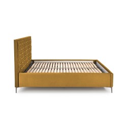 'MODULO W2 Bed 160 - Mustard Headboard Upholstered in Monolith 48' 'MODULO W2 Bed 160 - Mustard Headboard Upholstered in Monolith 48'
