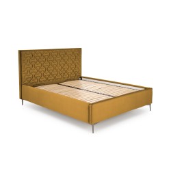 'MODULO W2 Bed 160 - Mustard Headboard Upholstered in Monolith 48' 'MODULO W2 Bed 160 - Mustard Headboard Upholstered in Monolith 48'