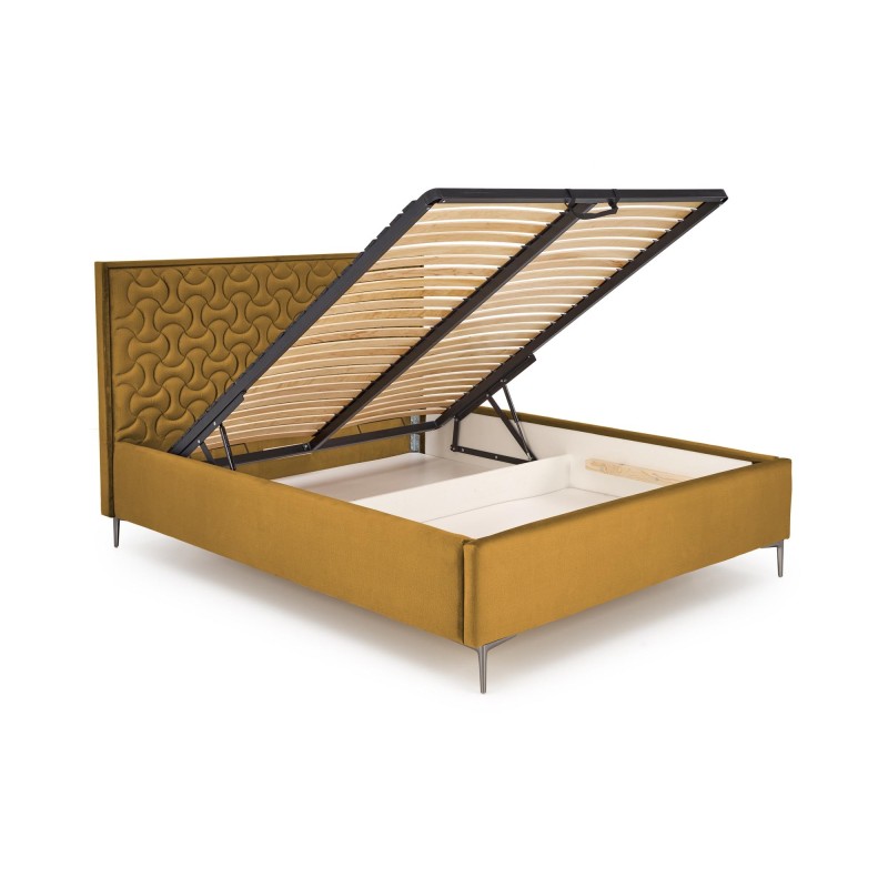 'MODULO W2 Bed 160 - Mustard Headboard Upholstered in Monolith 48' 'MODULO W2 Bed 160 - Mustard Headboard Upholstered in Monolith 48'