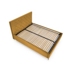 'MODULO W2 Bed 160 - Mustard Headboard Upholstered in Monolith 48' 'MODULO W2 Bed 160 - Mustard Headboard Upholstered in Monolith 48'