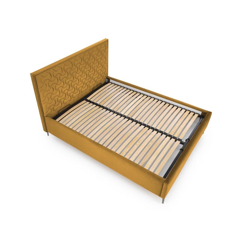 'MODULO W2 Bed 160 - Mustard Headboard Upholstered in Monolith 48' 'MODULO W2 Bed 160 - Mustard Headboard Upholstered in Monolith 48'