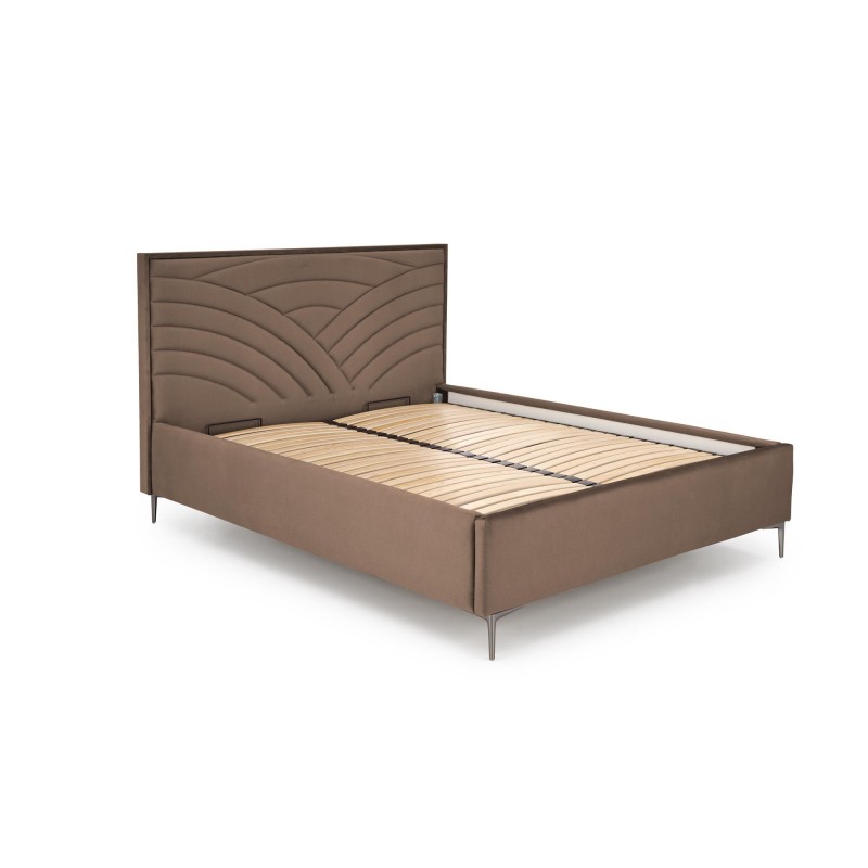 'MODULO W3 Bed 160 - Beige Headboard Upholstered in Monolith 09 Fabric' 'MODULO W3 Bed 160 - Beige Headboard Upholstered in Monolith 09 Fabric'