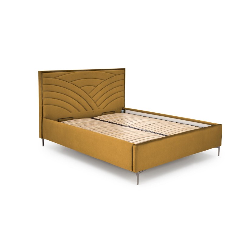 'MODULO W3 Bed 160 - Mustard Headboard Monolith 48 Upholstery' 'MODULO W3 Bed 160 - Mustard Headboard Monolith 48 Upholstery'