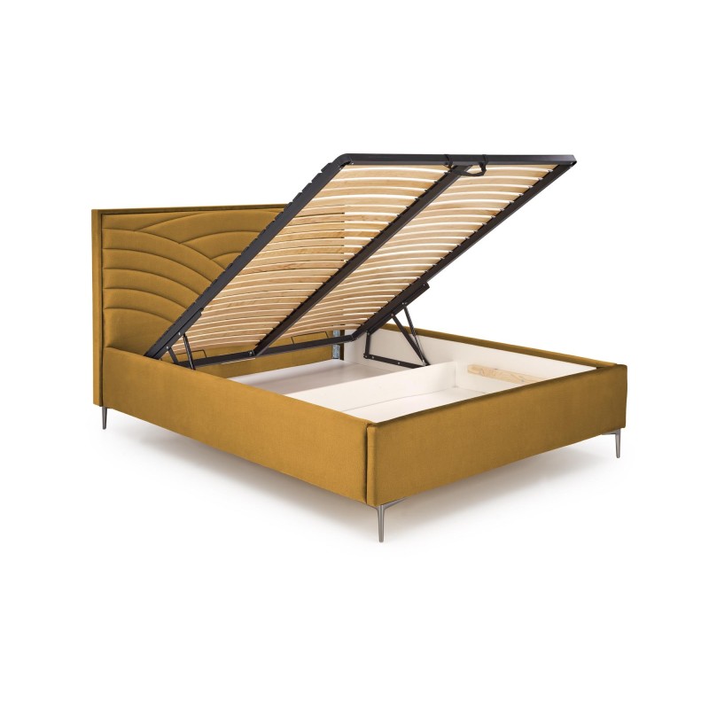 'MODULO W3 Bed 160 - Mustard Headboard Monolith 48 Upholstery' 'MODULO W3 Bed 160 - Mustard Headboard Monolith 48 Upholstery'