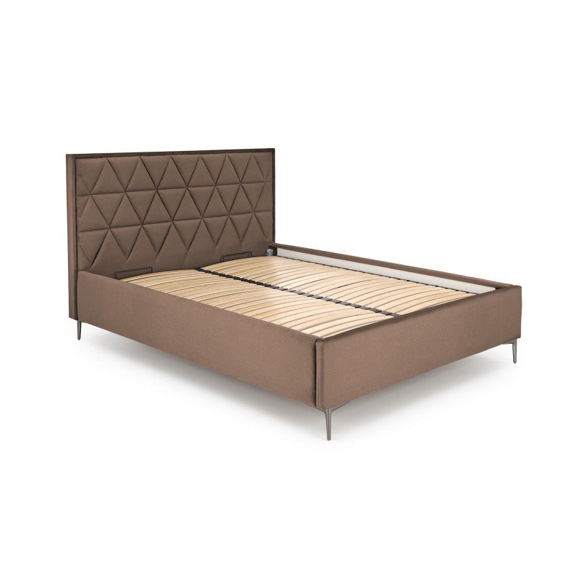 'MODULO W5 Bed 160 - Beige Headboard Upholstered in Monolith 09 Fabric' 'MODULO W5 Bed 160 - Beige Headboard Upholstered in Monolith 09 Fabric'