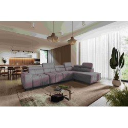 Exclusive Verona XI Corner Sofa with Sleeping Function in Velvet Fabric, Vena 8 | Your Ideal Furniture