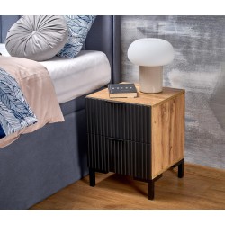 'NELA Nightstand, Craft Oak - Black' 'NELA Nightstand, Craft Oak - Black'