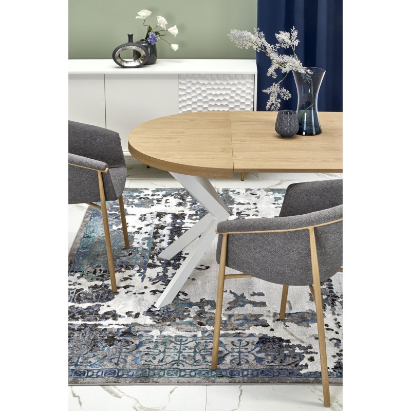 'PERONI Extendable Golden Oak Table - White' 'PERONI Extendable Golden Oak Table - White'