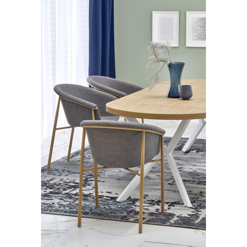 'PERONI Extendable Golden Oak Table - White' 'PERONI Extendable Golden Oak Table - White'
