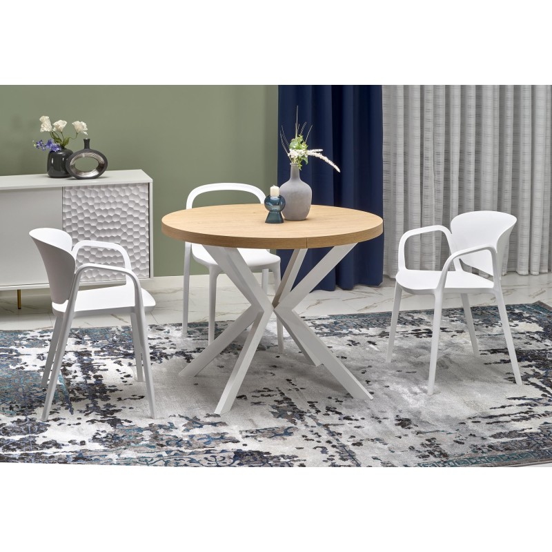 'PERONI Extendable Golden Oak Table - White' 'PERONI Extendable Golden Oak Table - White'