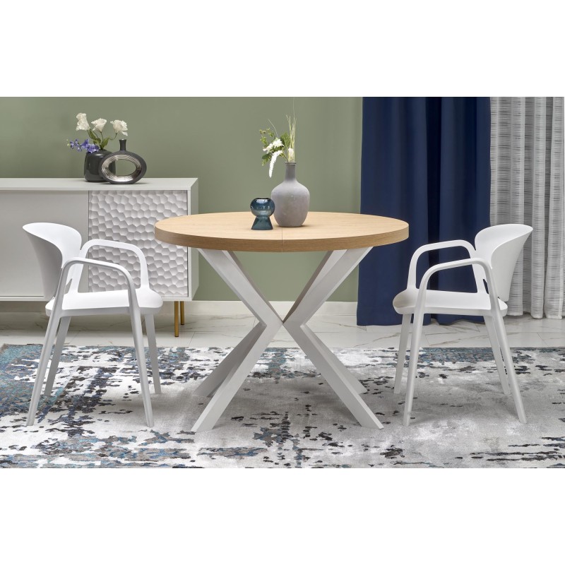 'PERONI Extendable Golden Oak Table - White' 'PERONI Extendable Golden Oak Table - White'