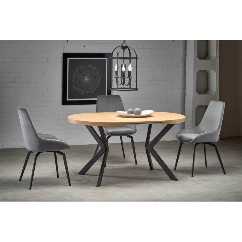 'PERONI Extendable Golden Oak Table - Black'