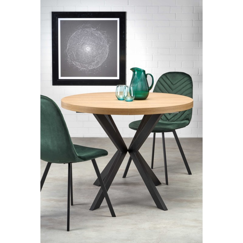 'PERONI Extendable Golden Oak Table - Black' 'PERONI Extendable Golden Oak Table - Black'