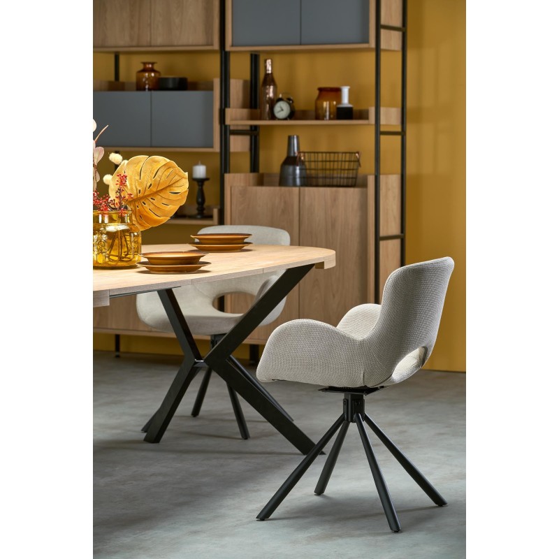 'PERONI Extendable Golden Oak Table - Black' 'PERONI Extendable Golden Oak Table - Black'