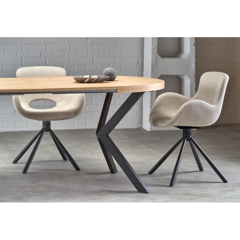 'PERONI Extendable Golden Oak Table - Black' 'PERONI Extendable Golden Oak Table - Black'