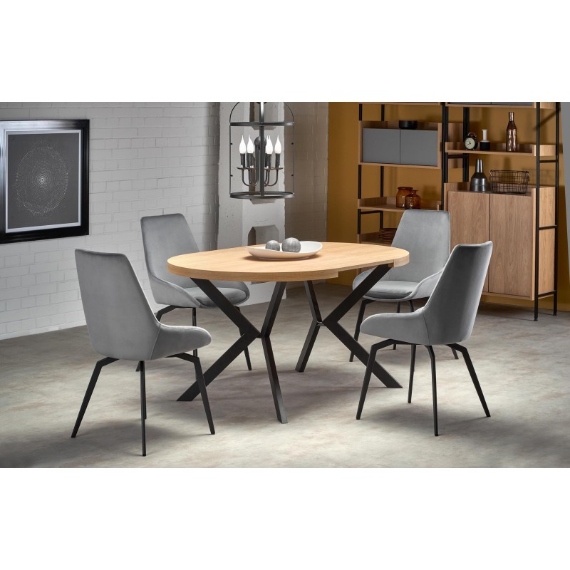 'PERONI Extendable Golden Oak Table - Black' 'PERONI Extendable Golden Oak Table - Black'