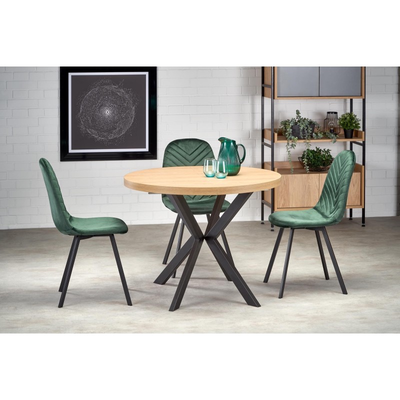 'PERONI Extendable Golden Oak Table - Black' 'PERONI Extendable Golden Oak Table - Black'