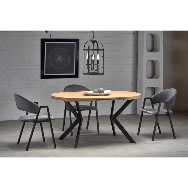 'PERONI Extendable Golden Oak Table - Black' 'PERONI Extendable Golden Oak Table - Black'
