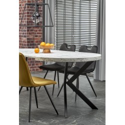'PERONI Extendable Table - White Marble, Black' 'PERONI Extendable Table - White Marble, Black'