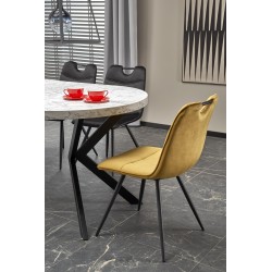 'PERONI Extendable Table - White Marble, Black' 'PERONI Extendable Table - White Marble, Black'