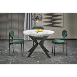 'PERONI Extendable Table - White Marble, Black' 'PERONI Extendable Table - White Marble, Black'