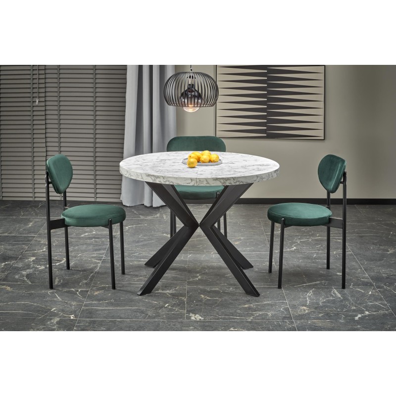 'PERONI Extendable Table - White Marble, Black' 'PERONI Extendable Table - White Marble, Black'