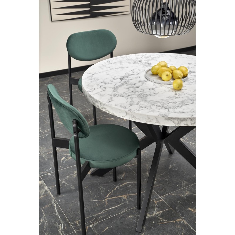 'PERONI Extendable Table - White Marble, Black' 'PERONI Extendable Table - White Marble, Black'